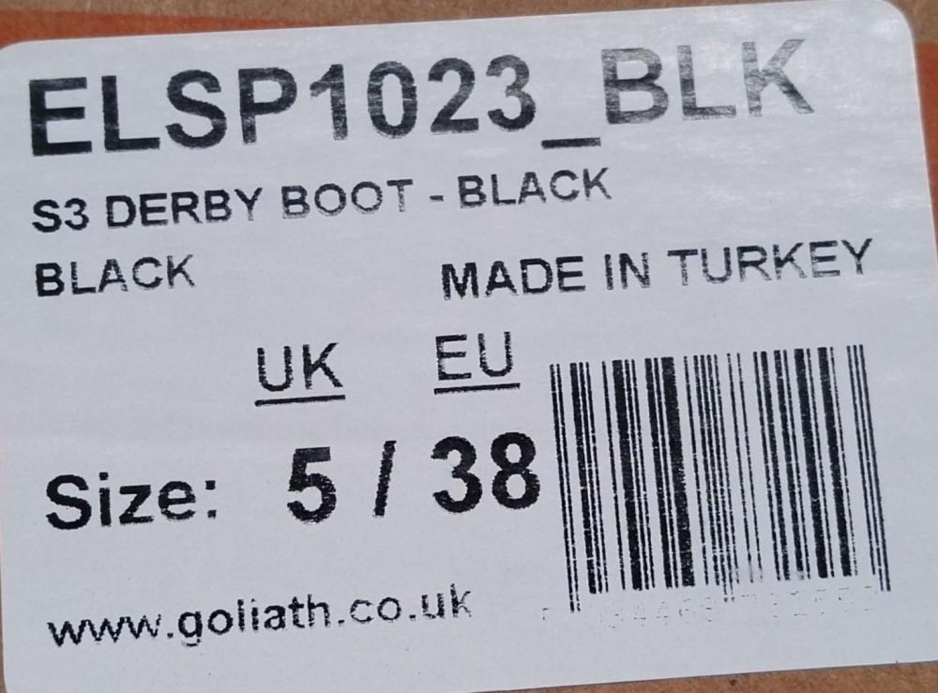 1 x Pair of Goliath ELSP1023_BLK S3 Derby Boots in Black - Size 5/38 - CL185 - Ref: DSY0358 - New - Image 2 of 4