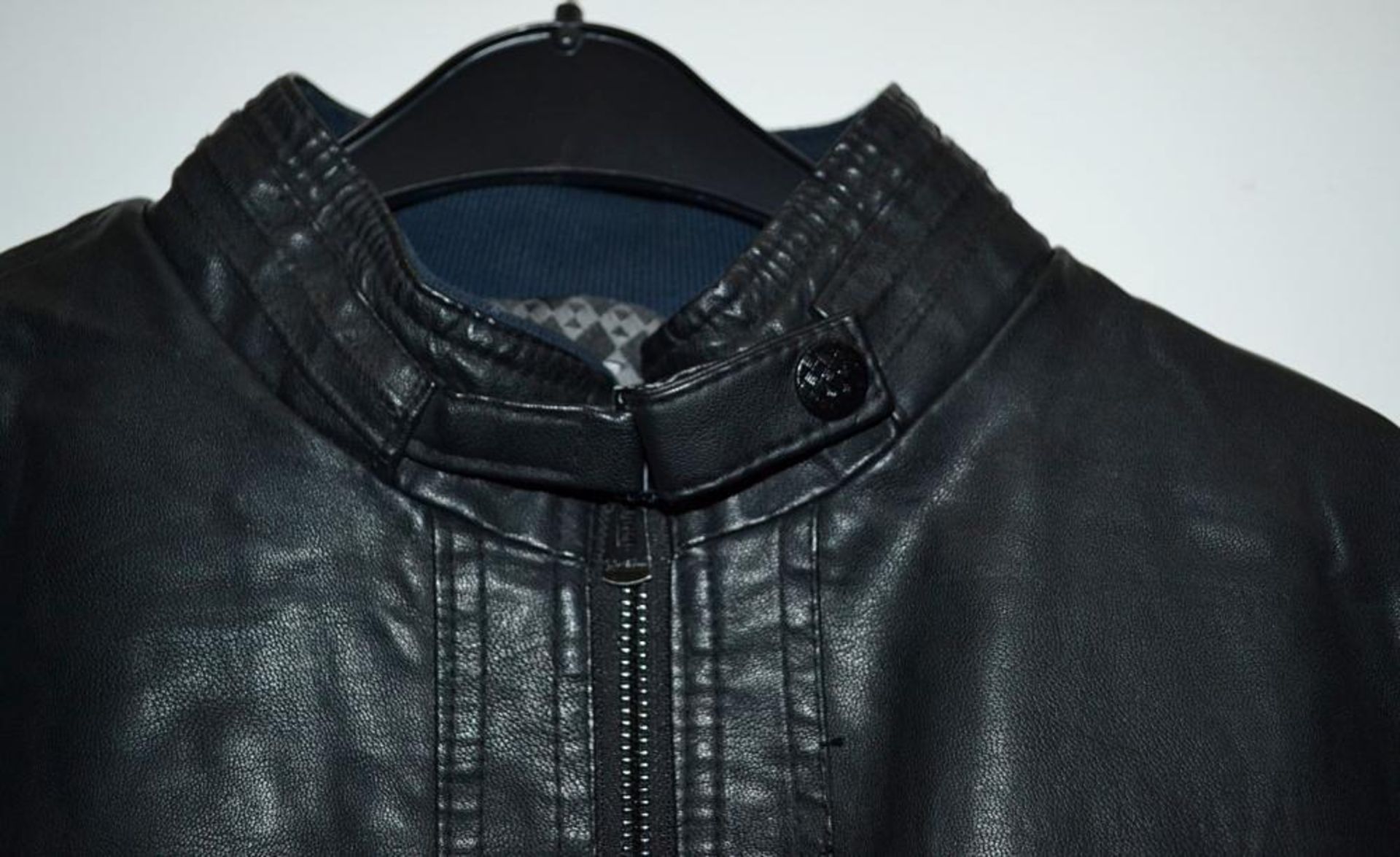 1 x Mens Biker-Style Faux Leather Jacket - New Without Tags - Recent Store Closure - Size: UK Medium - Image 9 of 11