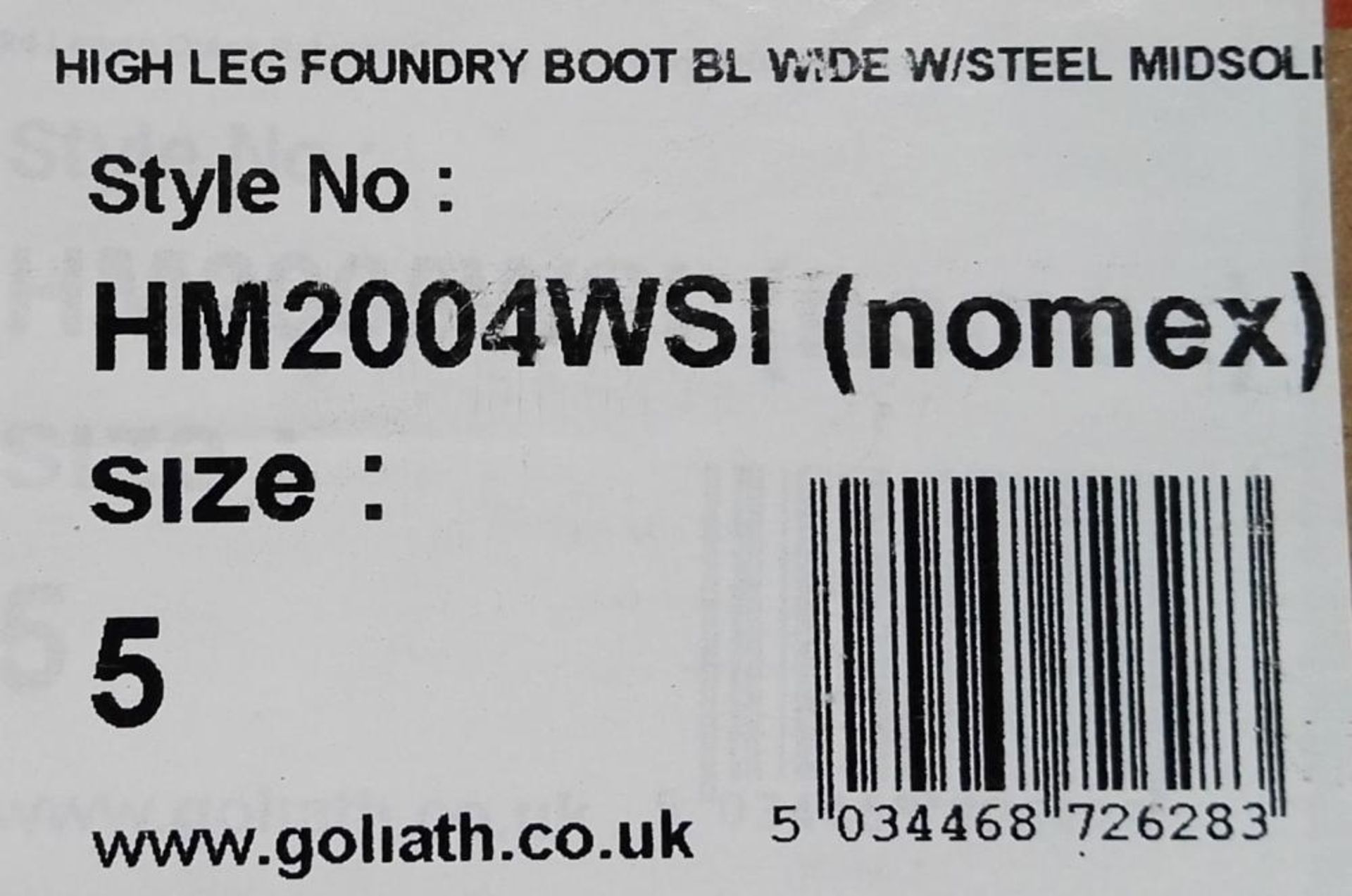 1 x Pair of Goliath High Leg Foundry Boot BL Wide With Steel Midsole - HM2004WSI - Size 5 - - Image 2 of 4