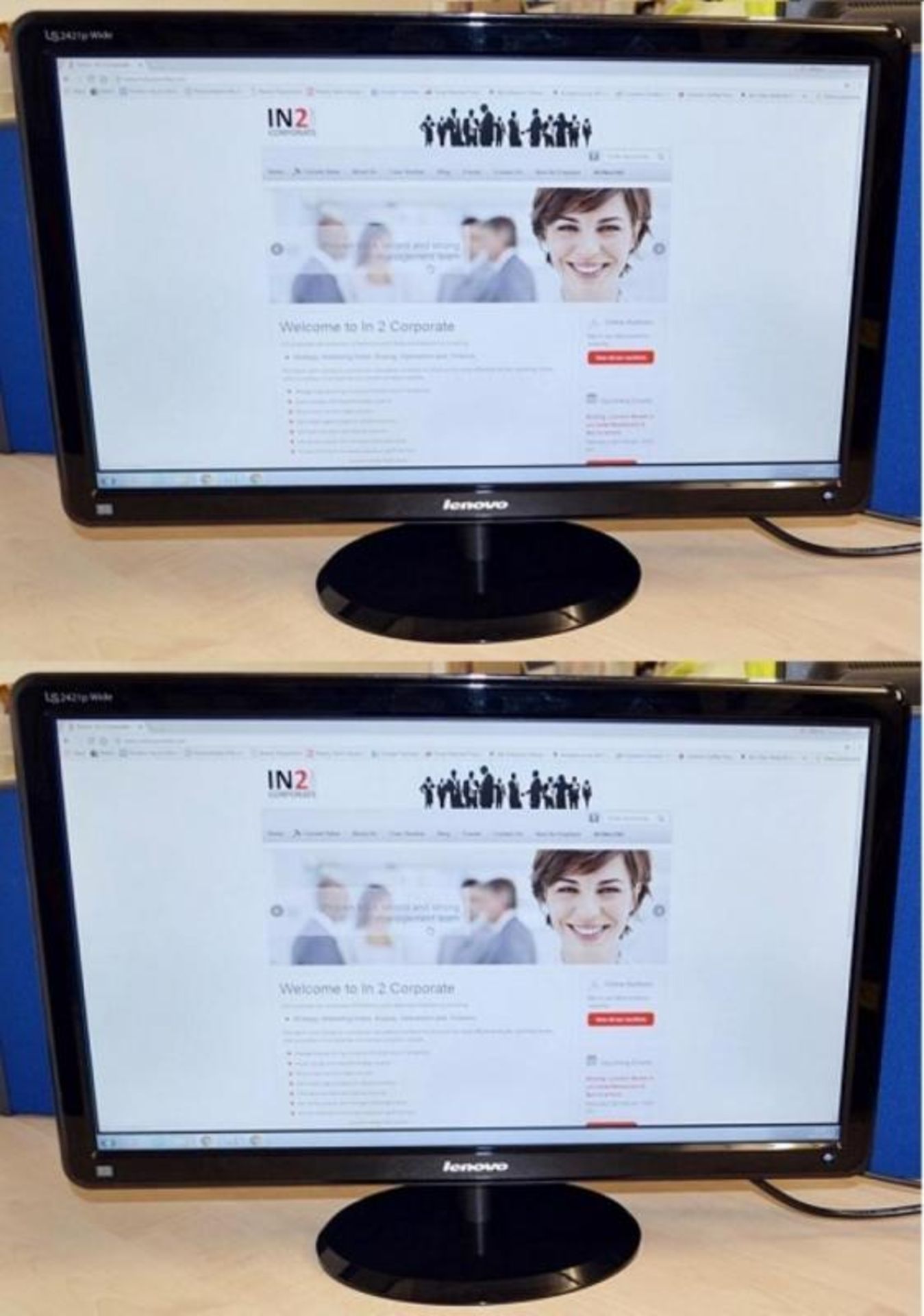 2 x Lenovo LS2421p Wide 23.6" Full HD LED TFT Monitors (Model: 4015-LS1) - Recently Taken From A