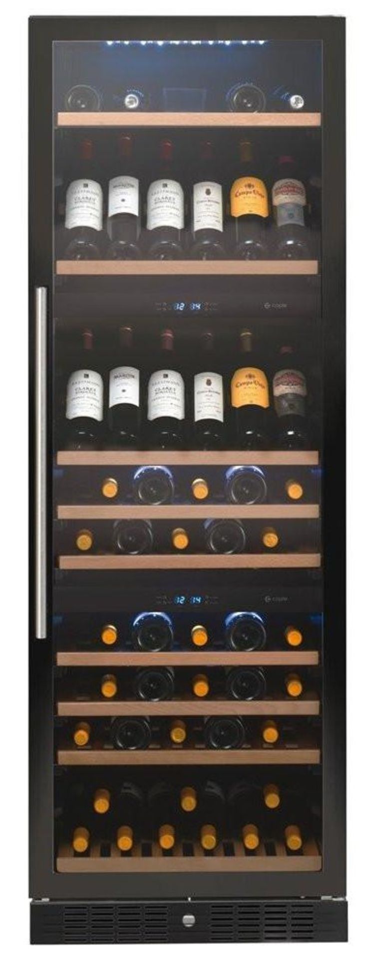 1 x Caple Freestanding Wine Chiller Cabinet - Model WF1547 - Height 176cm - Features Black Glass