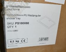 1 x 1000x800mm PU Rectangular Shower Tray (PS100X80) - Ref: GMB058 - CL190 - Unused Stock -