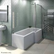 1 x Square Shower Bath Screen (BSQ2001) - Designed Especially For L Shaped Shower Baths -