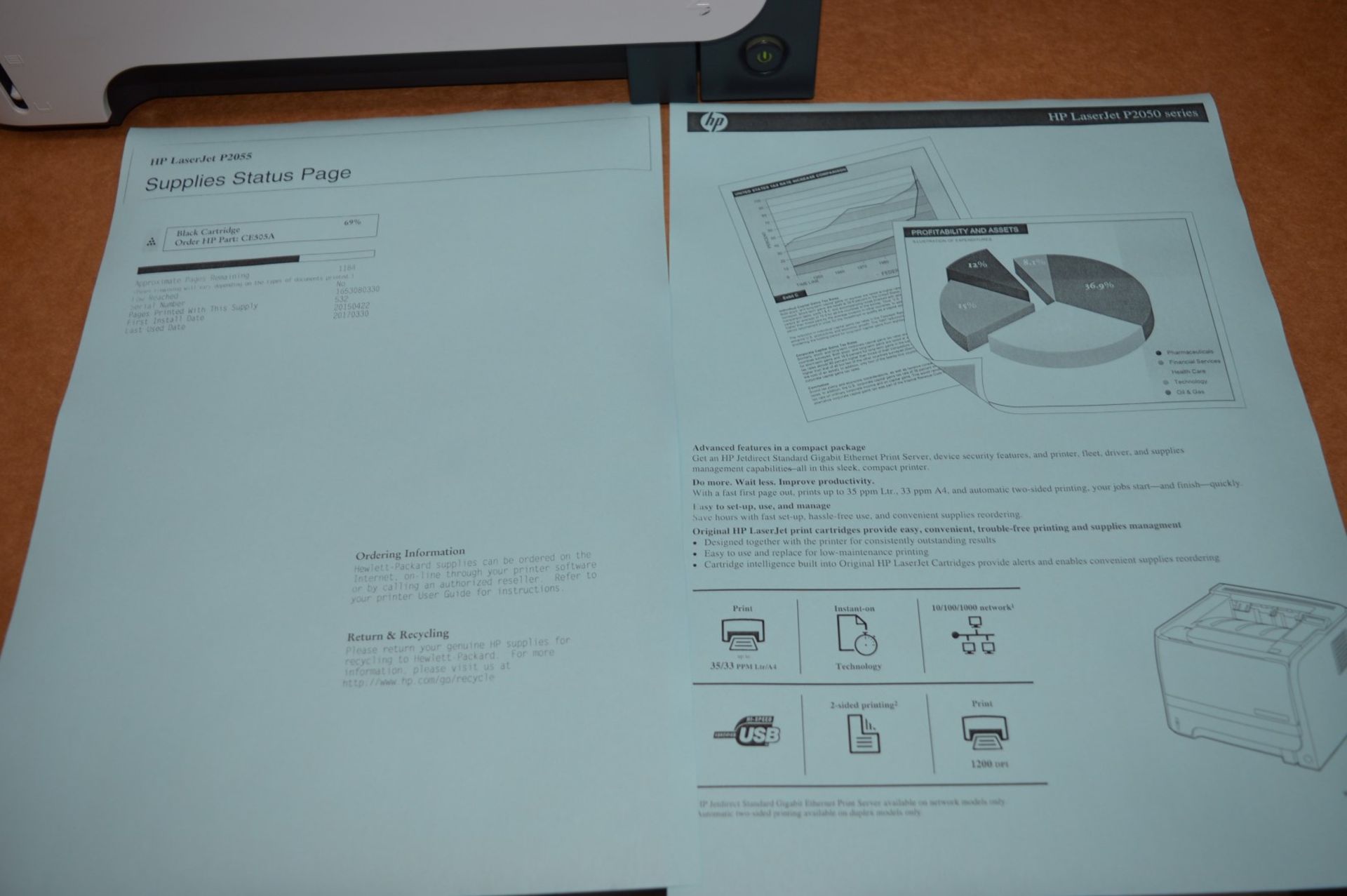 1 x HP Laserjet P2055 Desktop Laser Printer - Good Working Order - Includes Two Toners - CL010 - Ref - Image 3 of 10