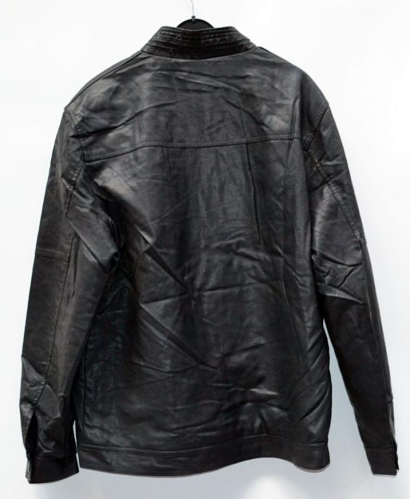 1 x Mens Biker-Style Faux Leather Jacket - New Without Tags - Recent Store Closure - Size: UK Medium - Image 10 of 11