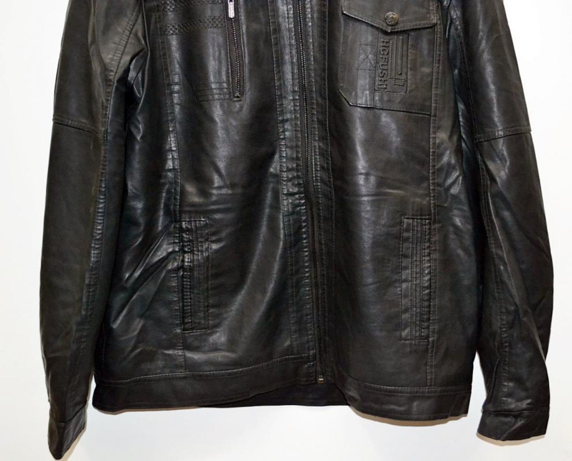 1 x Mens Biker-Style Faux Leather Jacket - New Without Tags - Recent Store Closure - Size: UK Medium - Image 5 of 11