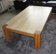 1 x Contemporary Oak and Travertine Coffee Table - CL175 - Location: Altrincham WA14 - NO VAT ON THE