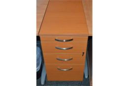 1 x Cherry Wood Office Drawer Pedestal With Key and Pencil Drawer - H72 x W42 x D80 cms - CL400 -