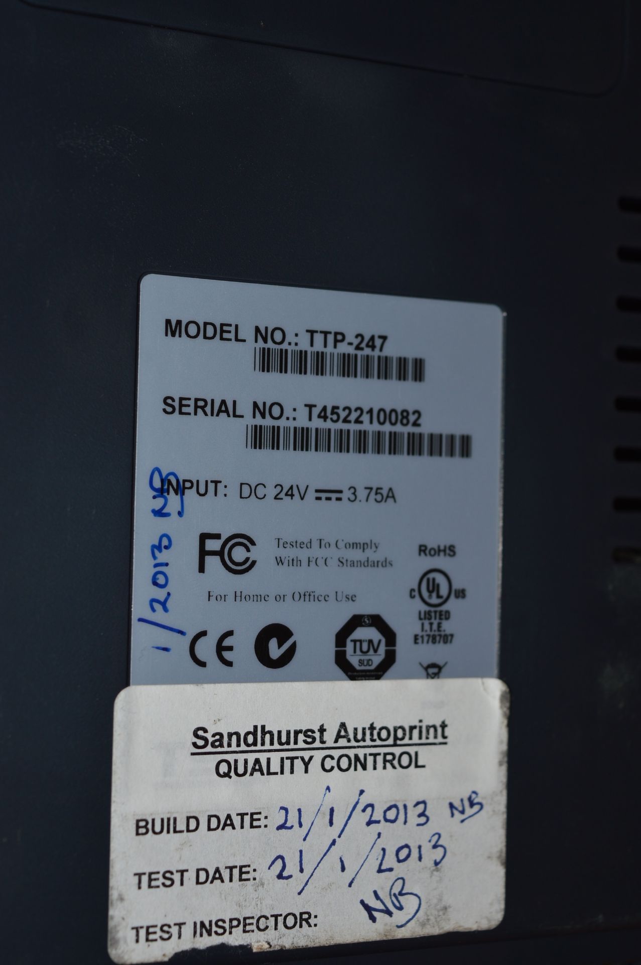 1 x TSC TTP-247 Thermal Label Printer - Includes Power Adaptor - CL011 - Ref IT420 - Location: - Image 6 of 7