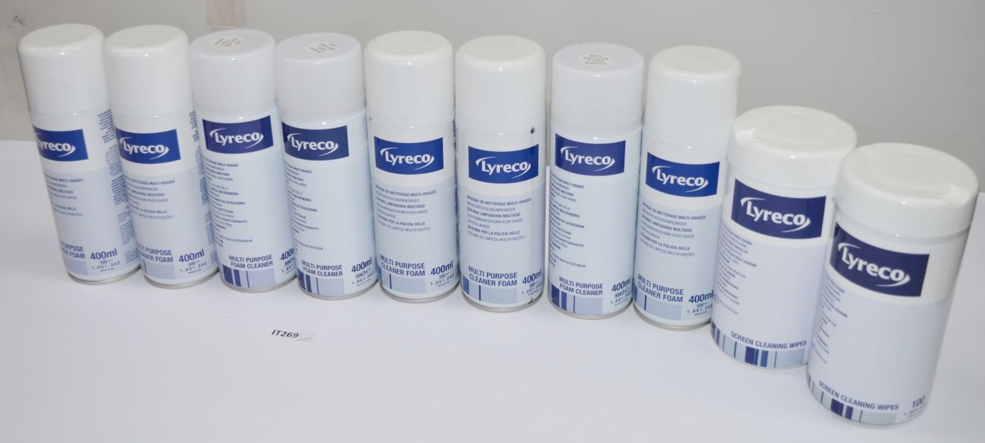10 x Packs of Lyreco Multipurpose Foam Cleaner and Screen Cleaning Wipes - Unused Stock - CL400 -