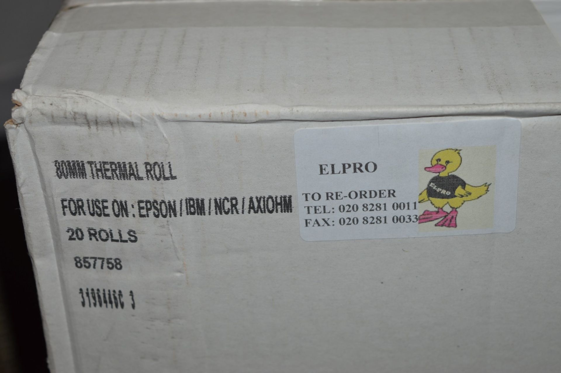60 x 80mm Thermal Till Rolls - Elpro Branded - Suitable For Epson, IBM, NCR and Axiohm Printers - - Image 2 of 2