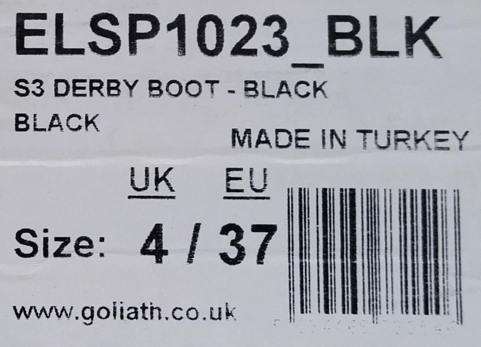 1 x Pair of Goliath ELSP1023_BLK S3 Derby Boots in Black - Size 4/37 - CL185 - Ref: DSY0364 - New - Image 2 of 4