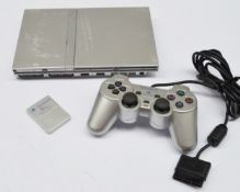 1 x Sony Playstation 2 - Silver Slimline - With Controller and Memory Card Only - CL011 - Ref