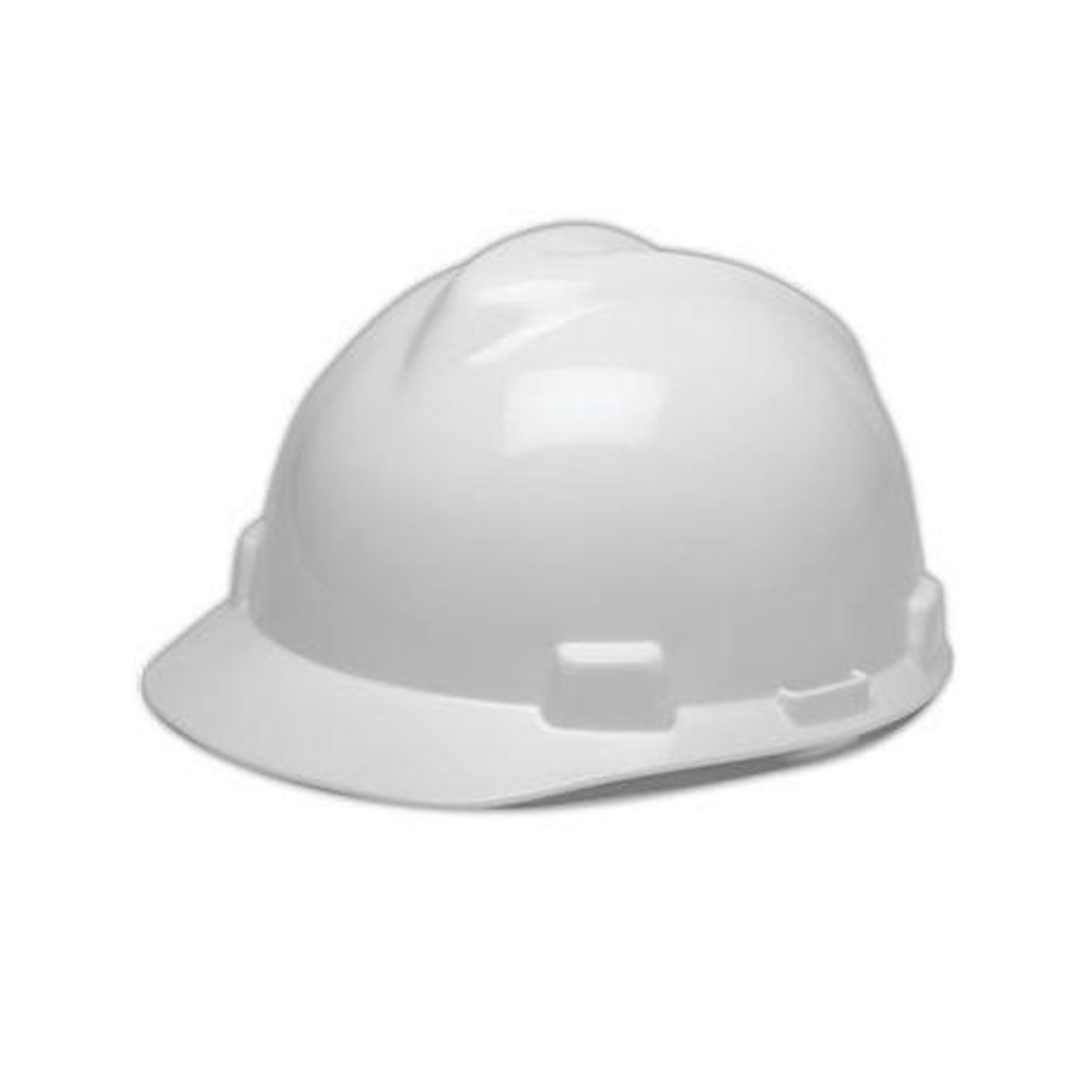 8 x White MSA V-Gard Slotted Protective Hard Hat with Fas-Trac Suspension - CL185 - Ref: C4 - New