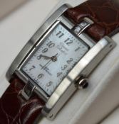 1 x Gianni Sabatini Mens Watch - Brushed Steel Design With Brown Leather Strap and Mother of Pearl