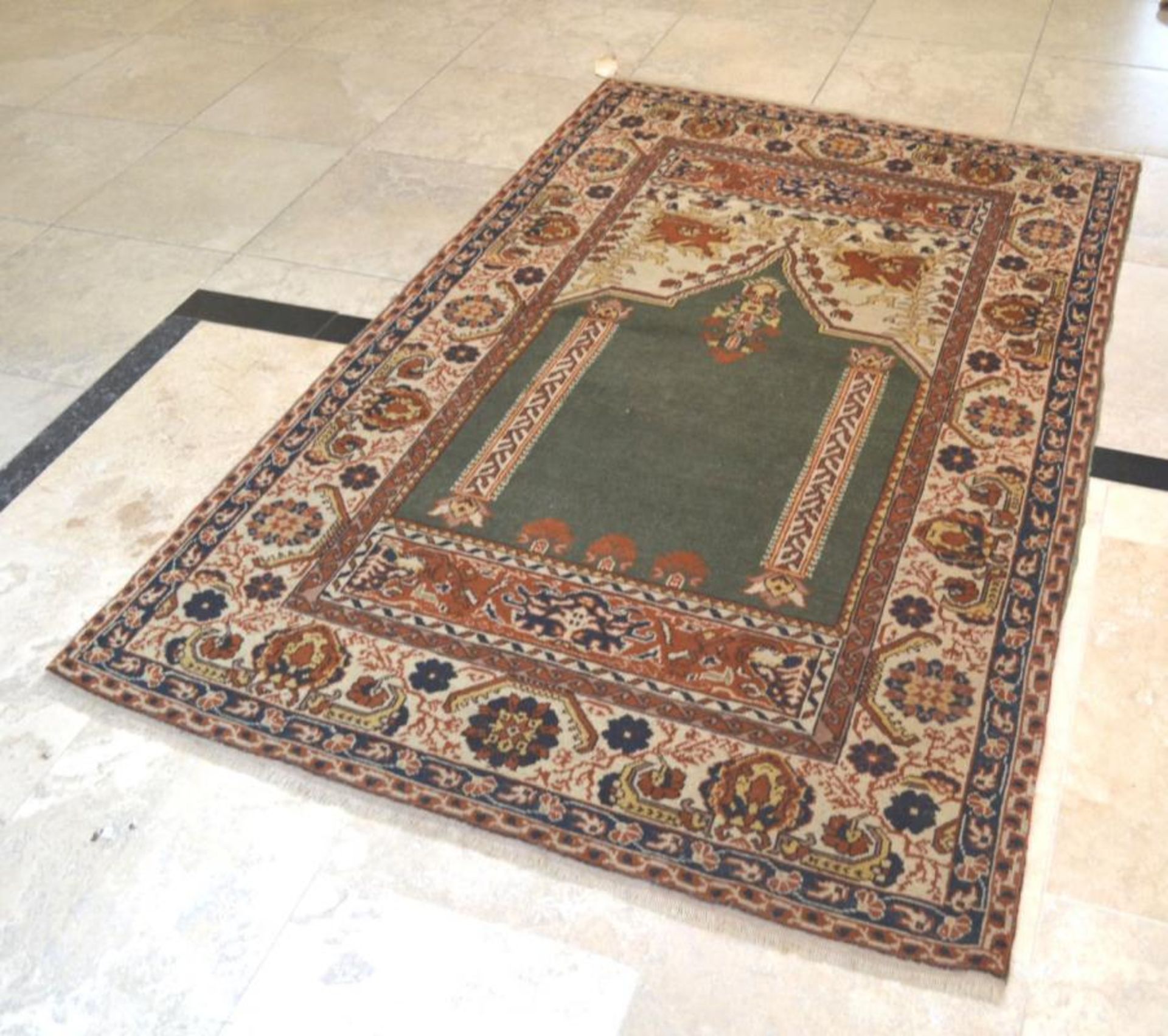 1 x 50 Year Old Turkish Prayer Rug - Vegetable Dyed Wool Foundation & Pile - Dimensions: 200x127cm - - Image 4 of 6