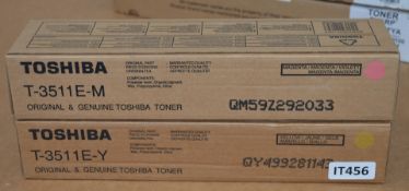 2 x Toshiba Toner Cartridges - Includes Magenta and Yellow Colours - T-3511E-M & T3511E-Y - Unused