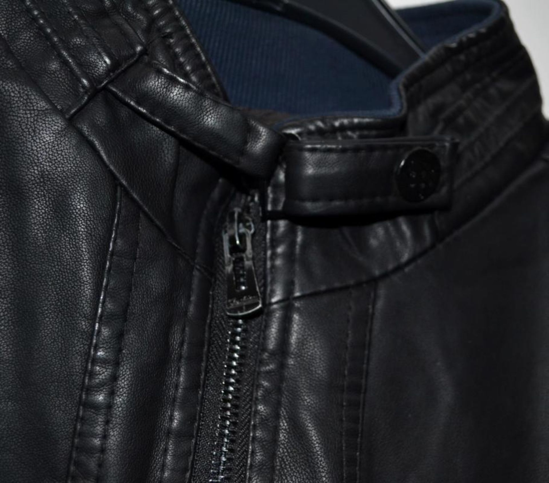 1 x Mens Biker-Style Faux Leather Jacket - New Without Tags - Recent Store Closure - Size: UK, Extra - Image 5 of 9