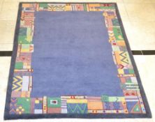 1 x Brink & Campman Blue/Multi-Colour Kodari Hand Knotted Carpet - Handmade in Nepal - 100% Wool - D