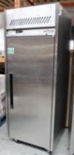 1 x Williams Jade 1-Door 620Ltr Commercial Cabinet Fridge (HJ1SA JADE) - Tall Upright Stainless