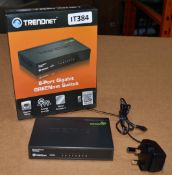 1 x TRENDnet TEG-S82g 8-Port Gigabit Unmanaged Metal Desktop Switch - GreenNet - Boxed With AC Power