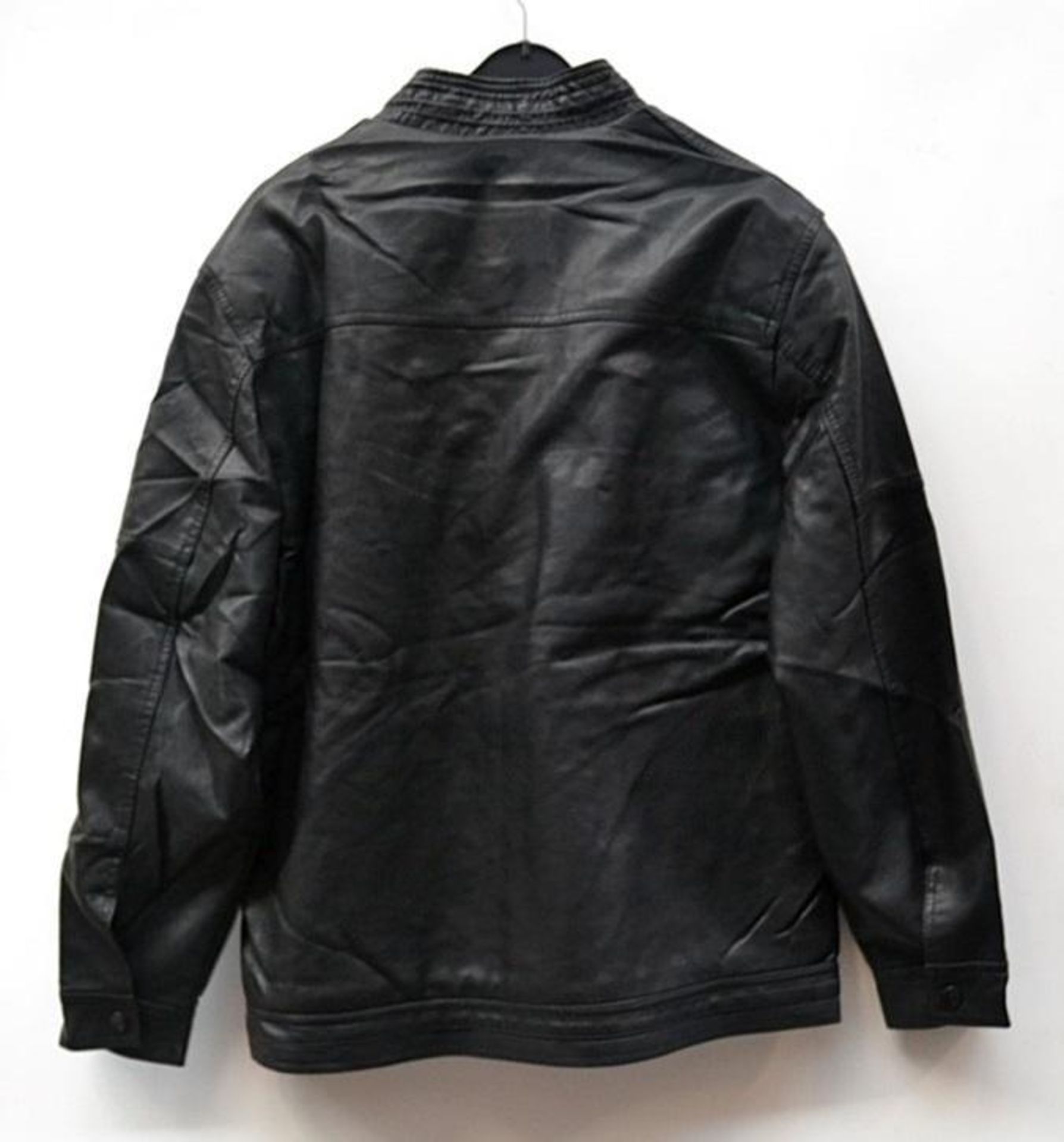 1 x Mens Biker-Style Faux Leather Jacket - New Without Tags - Recent Store Closure - Size: UK, Extra - Image 7 of 9