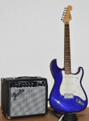 1 x Fender Squire Stratocaster Electic Guitar - Includes Fender Amplifier, Shoulder Strap, Guitar