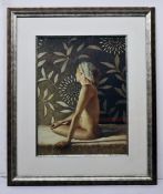 1 x Large Framed "Contemplating" Art Print - Dimensions: 91 x 76cm - Taken From A Restaurant & Bar