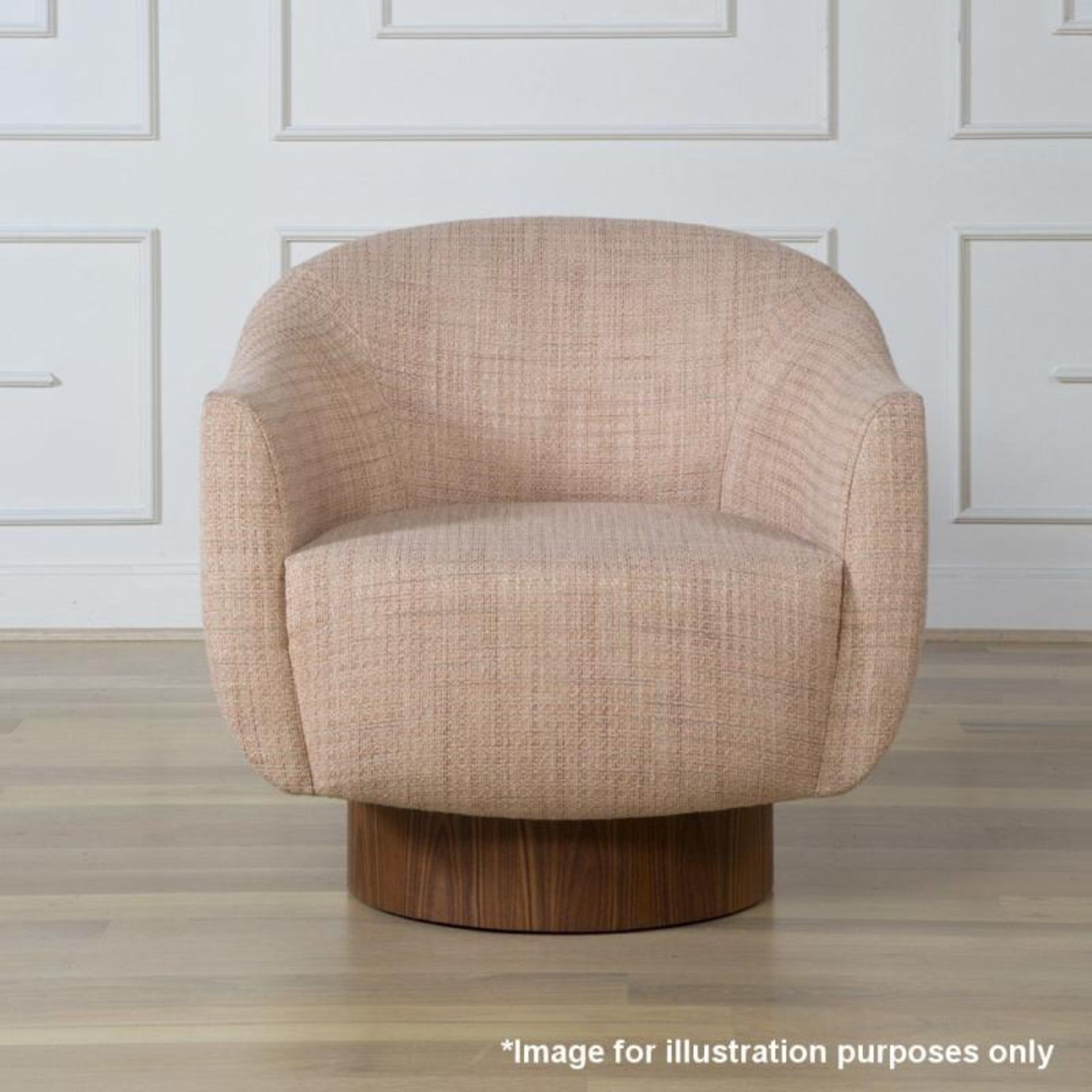 1 x KELLY WEARSTLER Sonara Swivel Chair Rosewood - Dimensions: 31” W x 35” D x 31” H - Ex-Display In - Image 2 of 28