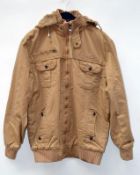 1 x Mens Zip-Up Cotton Jacket With Plush Lining And Removable Hood - New With Tags - Recent Store