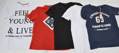 5 x Assorted PRE END & GNIOUS Branded Mens T-Shirts - New Stock With Tags - Recent Shop Closure