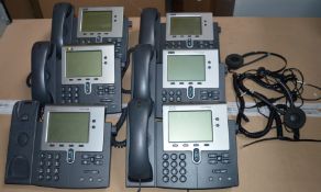 6 x Cisco IP 7940G Business Telephones and 3 x Plantronics Headsets - Removed From Working Office