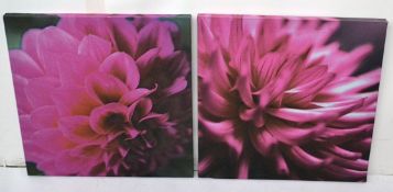 2 x Photographic Art Prints On Canvas Featuring Purple Flowers - Dimensions: 50x50cm - Both Taken