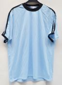 25 x Plain Football Short Sleeve Shirts - Colour: Light Blue With Black Detailing - New Without Tags