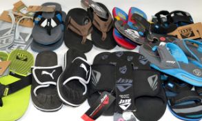 10 x Pairs Of Branded Flip-Flops / Beach Footwear - New / Unused Sealed Stock With Tags - Sports