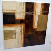 Pair Of Large Artworks On Canvas - Dimensions: 102 x 102 x 4cm - Taken From A Restaurant & Bar