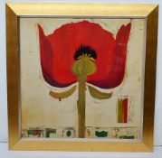 1 x Large Framed Abstract Floral Art Print By R. Richter Armgart - Dimensions: 85 x 85cm - Taken