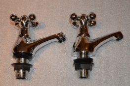1 x Pair of Victorian Bath Taps - Traditional Style With Chrome Finish - New Stock - CL010 - Ref