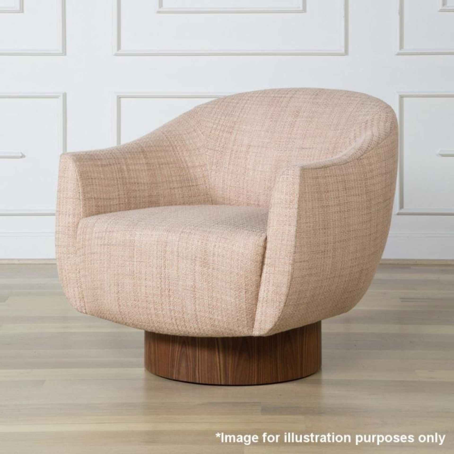 1 x KELLY WEARSTLER Sonara Swivel Chair Rosewood - Dimensions: 31” W x 35” D x 31” H - Ex-Display In - Image 6 of 28