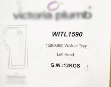 1 x Left Hand P-Shaped Walk-in Shower Tray (WITL1590) - Dimensions: 1500 x 900mm - Ref: GMB062 -