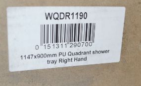 1 x Right Handed Quadrant Shower Tray (WQDR1190) - Dimensions: 1147 x 900mm - Ref: GMB060 -