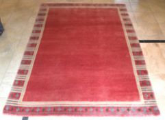 1 x Pink/Blue 100% Wool Hand Knotted Nepalese Rug - Dimensions: 291x203cm - Unused - NO VAT ON THE H