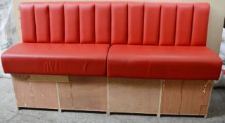 1 x High Seat Double Seating Bench Upholstered in Red Leather - Sits upto Four People - High Quality