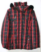 1 x Steilmann Hooded Womens Winter Coat / Parka In Red - UK Size 12 - Features A Detachable Hood And