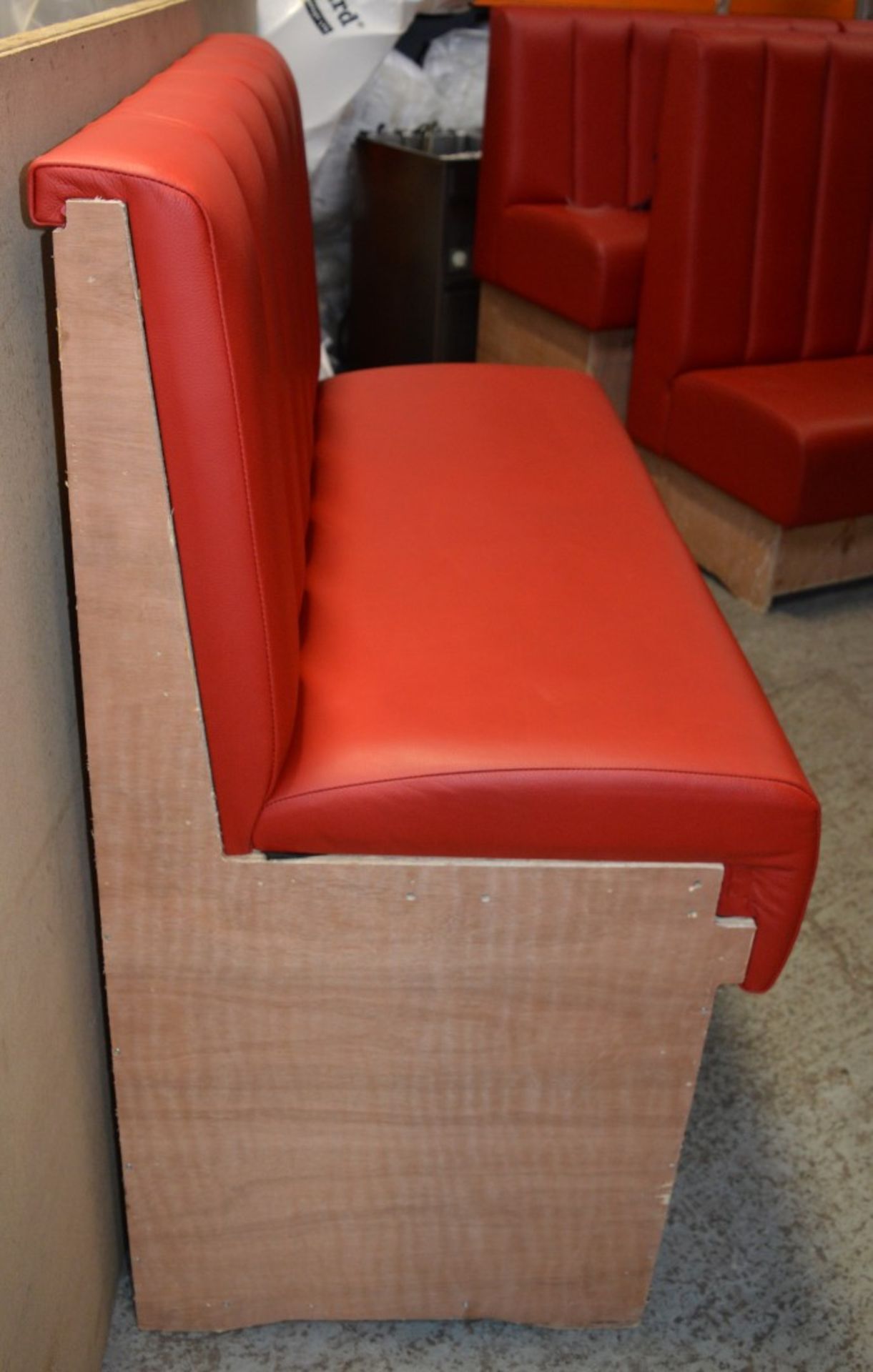 1 x High Seat Single Seating Bench Upholstered in Red Leather - Sits upto Two People - High - Image 12 of 16