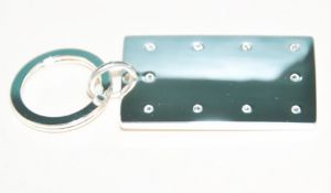 50 x Silver Plated Rectangular Key Rings By ICE London - MADE WITH "SWAROVSKI¨ ELEMENTS - Luxury