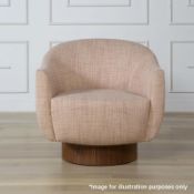 1 x KELLY WEARSTLER Sonara Swivel Chair Rosewood - Dimensions: 31” W x 35” D x 31” H - Ex-Display In