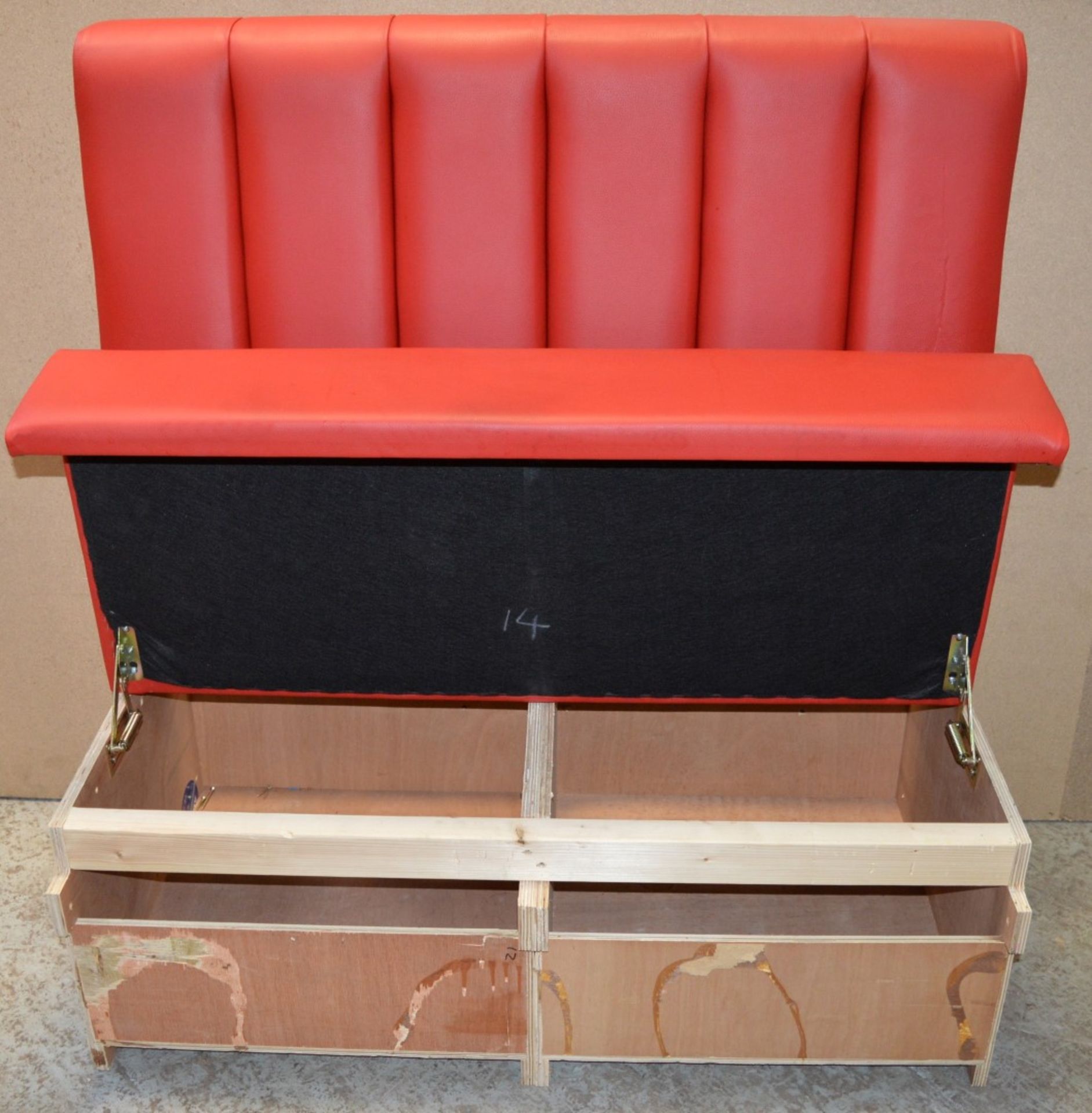 1 x High Back Single Seating Bench Upholstered in Red Leather - Sits upto Two People - High - Image 16 of 17