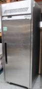 1 x Williams Jade 1-Door 620Ltr Commercial Cabinet Fridge (HJ1SA JADE) - Tall Upright Stainless