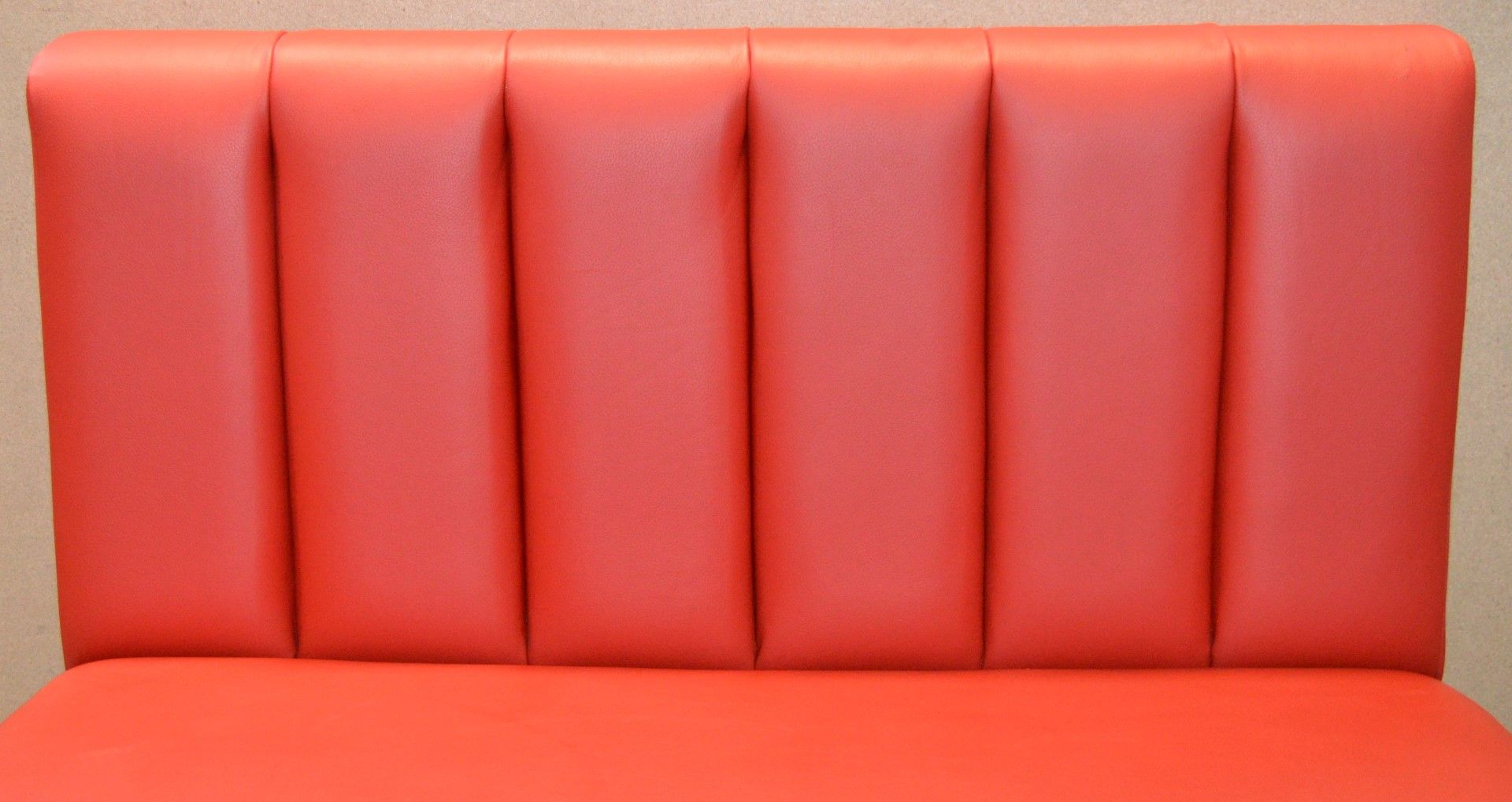 1 x High Seat Single Seating Bench Upholstered in Red Leather - Sits upto Two People - High - Image 9 of 17